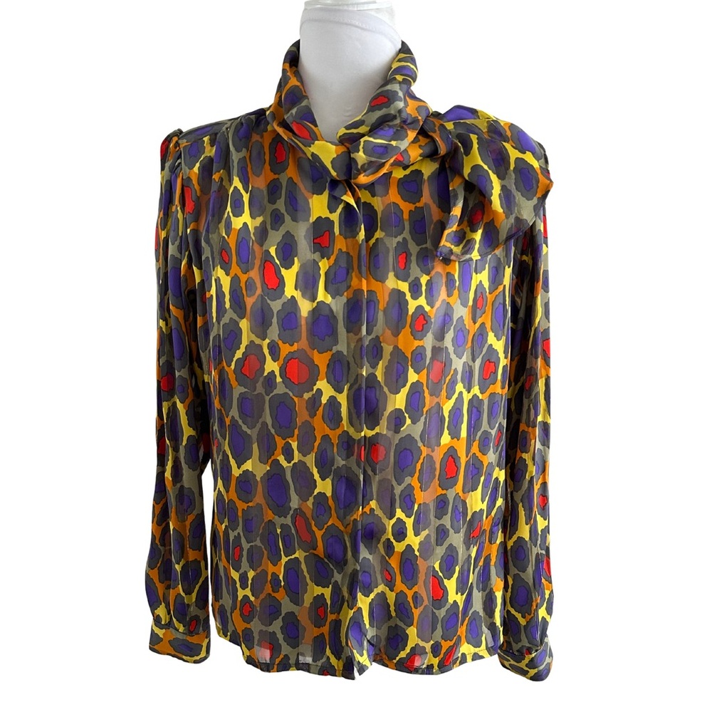 Vintage Nicola Multi Color Leopard Print Blouse I 10
